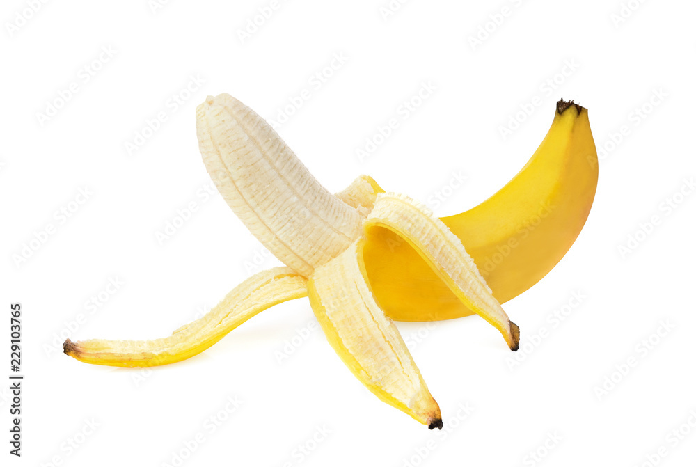 peeled banana slices isolated on white white background peeled banana slices isolated on white white background