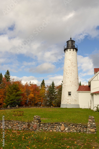 Point Iroquois Lighthouse  Michigan in Fall