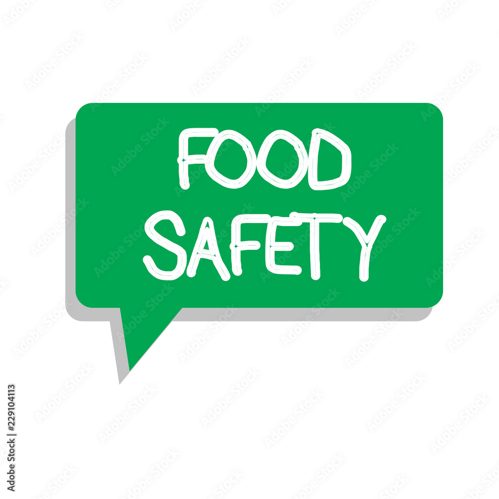 Naklejka premium Conceptual hand writing showing Food Safety. Business photo text Conditions and practices that preserve the quality of food.