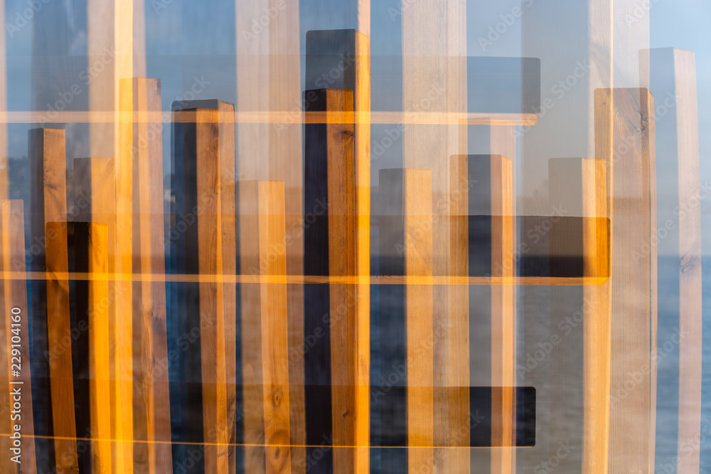 Architectural abstraction. A wooden fence on the waterfront between Alcala and Puerto de Santiago. Tenerife. Canary Islands..Spain Architectural abstraction. A wooden fence on the waterfront between Alcala and Puerto de Santiago. Tenerife. Canary Islands..Spain