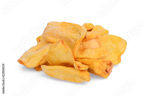 dried jackfruit slices isolated on white background