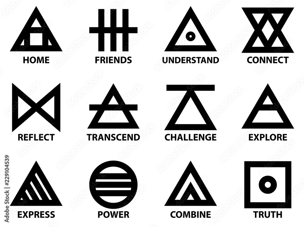 Set of simple minimal outline tattoo sign symbol concept Stock ...