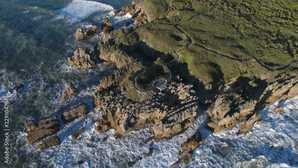 Aerial view of Pancake Rocks (Dolomite Point) in Punakaiki, New Zealand Aerial view of Pancake Rocks (Dolomite Point) in Punakaiki, New Zealand