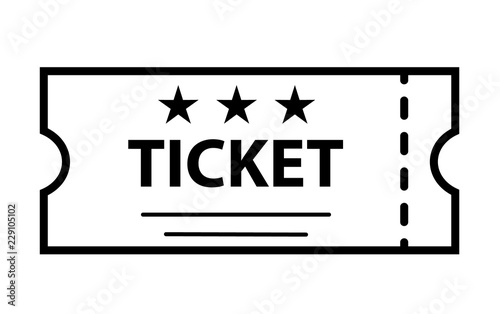 outline ticket icon on white background. ticket sign. flat style. cinema symbol. ticket icon for your web site design, logo, app, UI.