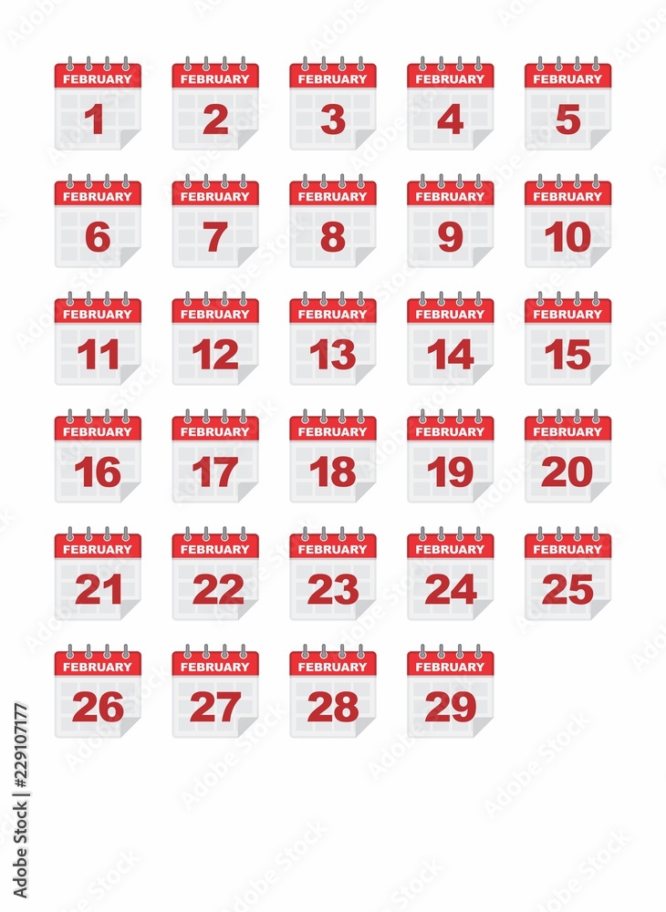 Daily calendar icon (February). Daily calendar icon (February).