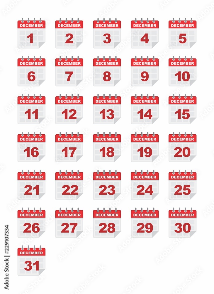 Daily calendar icon (December). Daily calendar icon (December).