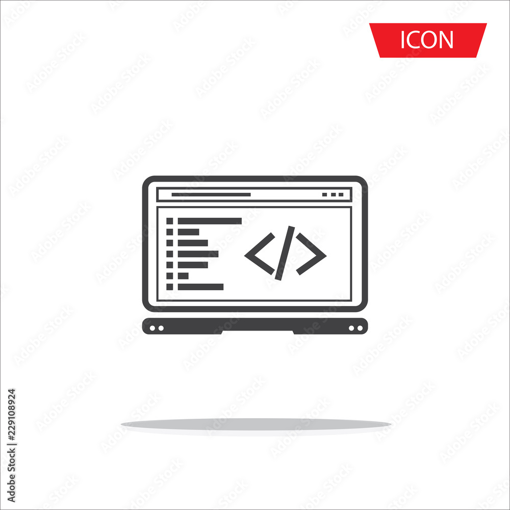 Coding icon vector, coding in computer isolated on background. Coding icon vector, coding in computer isolated on background.