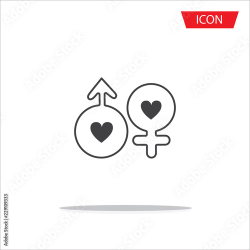 Male and female symbol set, male and female icon vector isolated on white background.