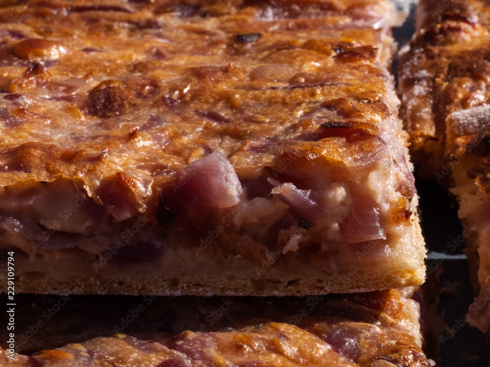 Swabian pie outdoor grilled in free nature Swabian pie outdoor grilled in free nature