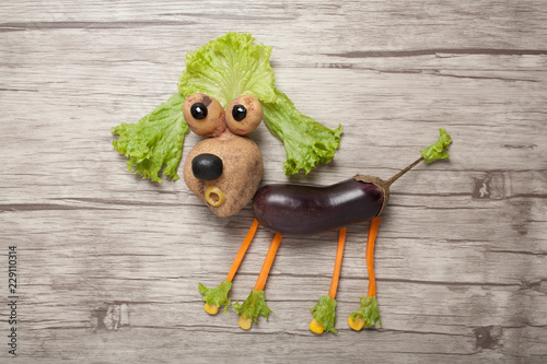 Idea of making a poodle from fresh vegetables