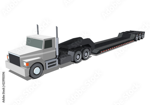 Lowboy loader trailer truck icon