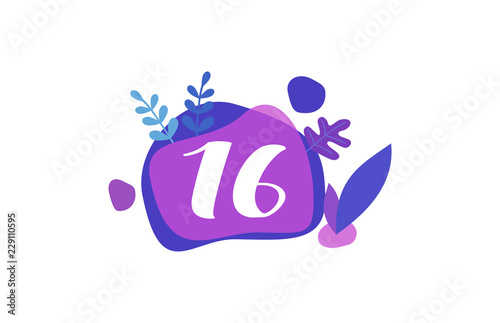 Free Download 16 Years Anniversary Modern purple Blue Flat Design - GFXLoad