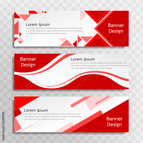 A set of red banner templates designed for the web and various headlines are available in three different designs.