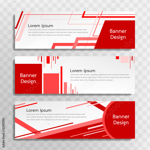 A set of red banner templates designed for the web and various headlines are available in three different designs.