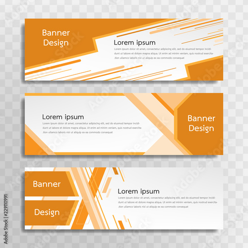 A set of yellow banner templates designed for the web and various headlines are available in three different designs.