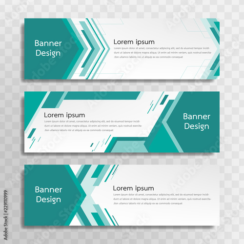 A set of green banner templates designed for the web and various headlines are available in three different designs.