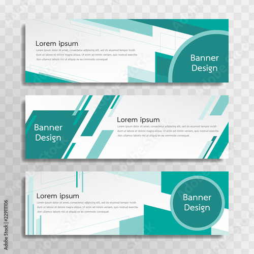 A set of green banner templates designed for the web and various headlines are available in three different designs.