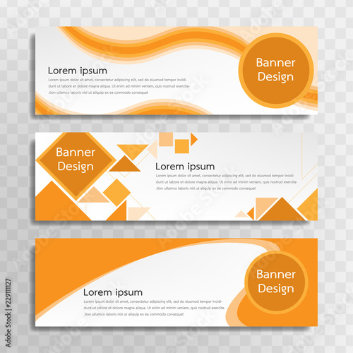 A set of yellow banner templates designed for the web and various headlines are available in three different designs.