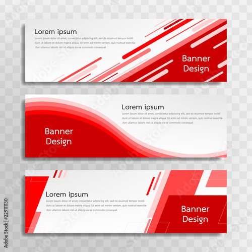 A set of red banner templates designed for the web and various headlines are available in three different designs.