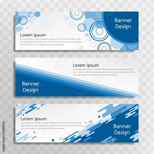 A set of blue banner templates designed for the web and various headlines are available in three different designs.