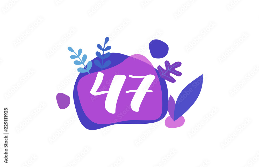 Fototapeta premium 47 Years Anniversary Modern purple Blue Flat Design