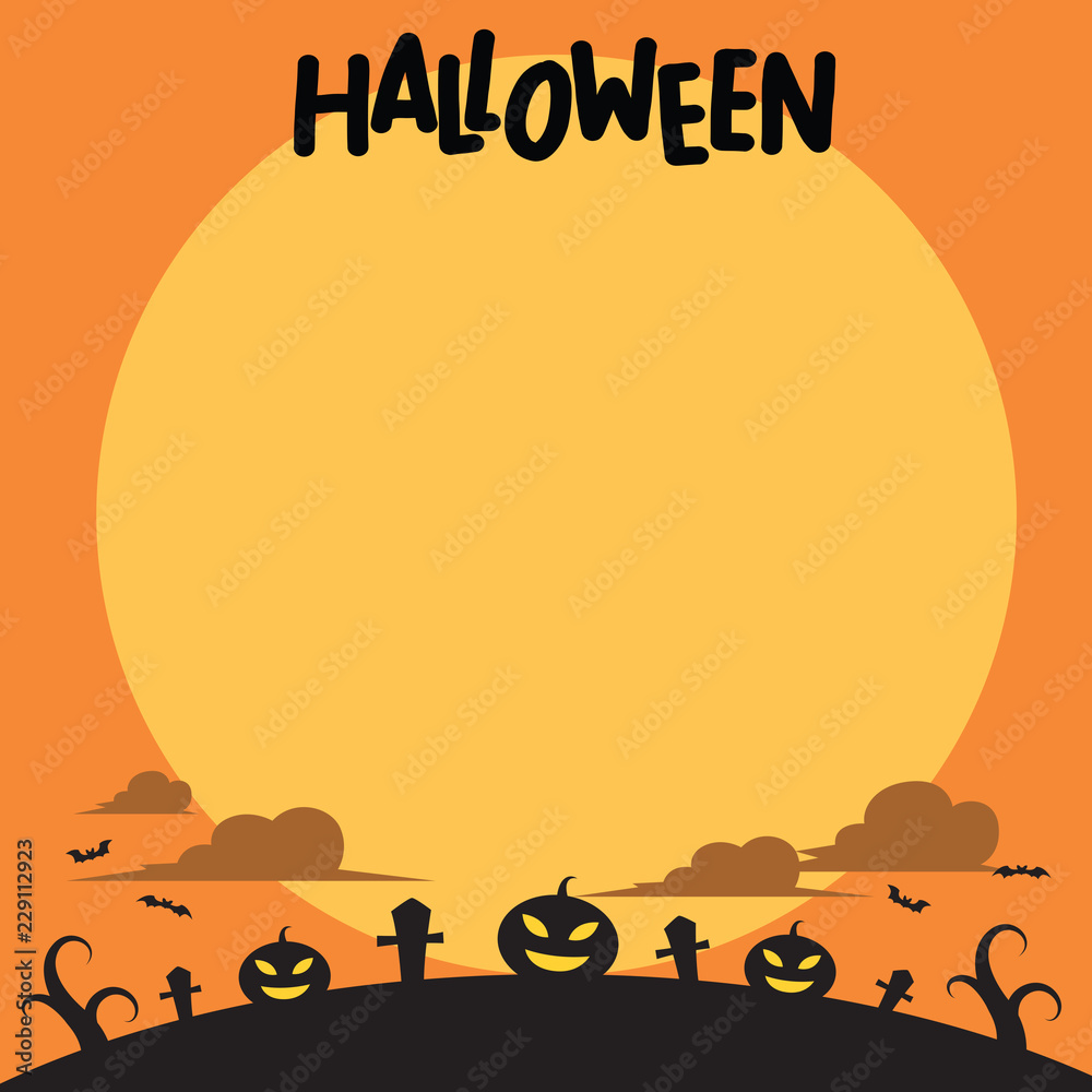 Halloween background, flat style, vector