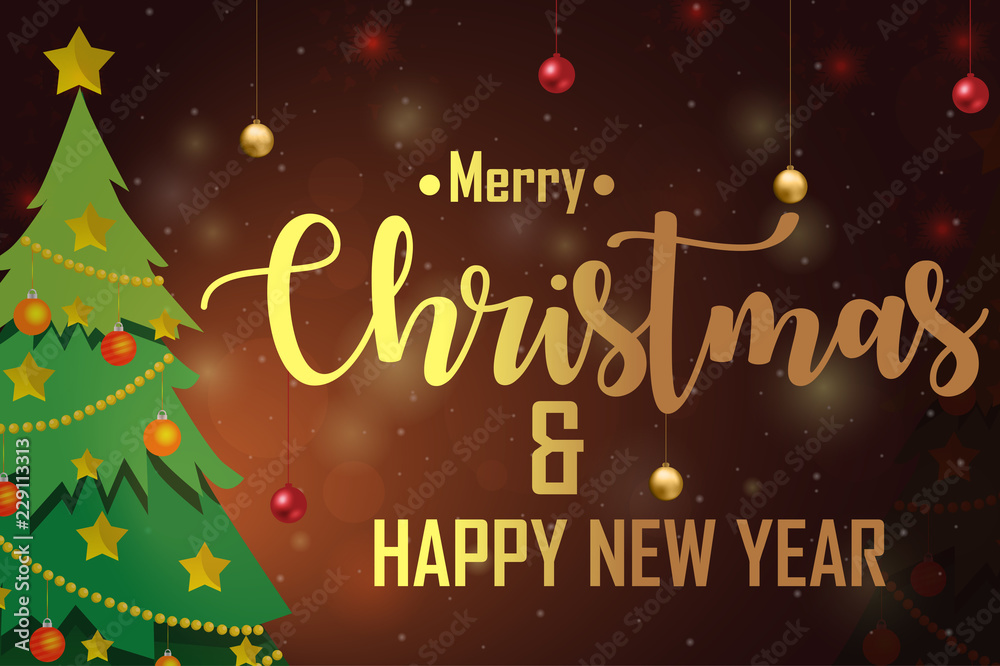 Christmas greeting card template  Merry Christmas lettering 