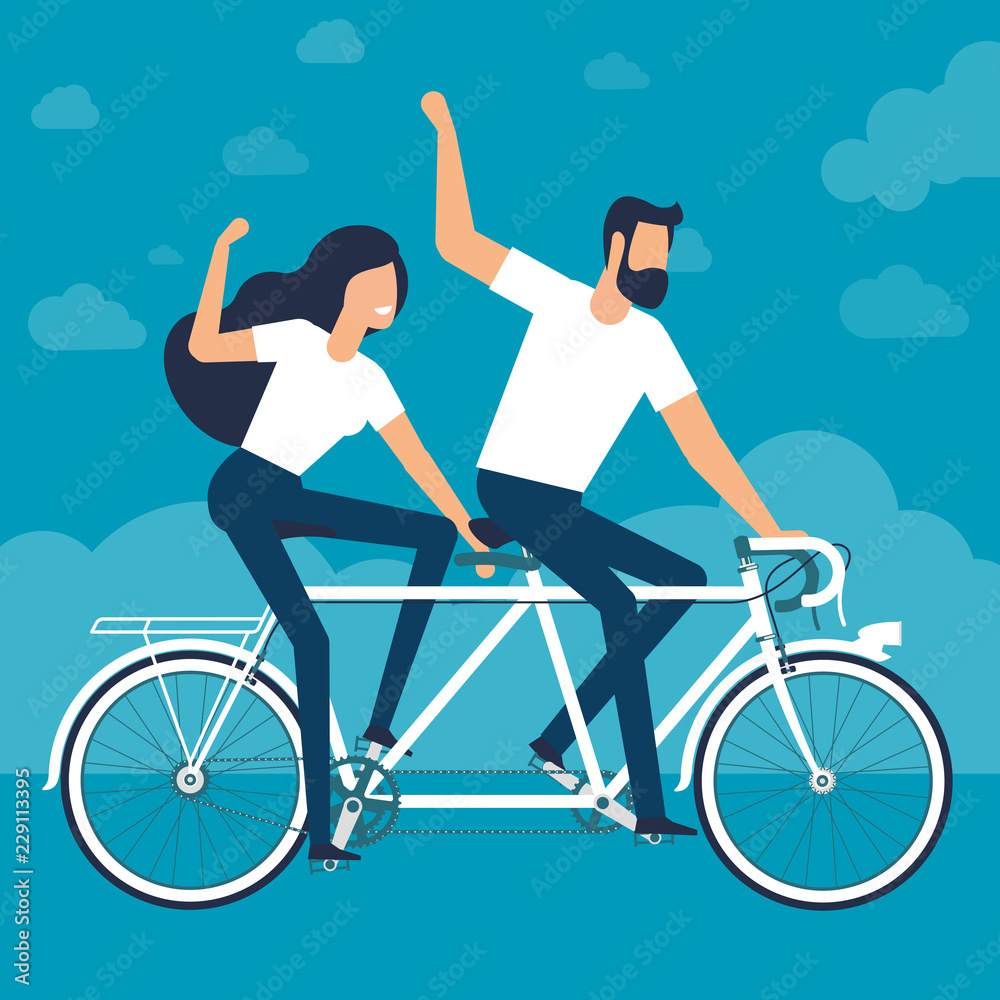 riding a tandem bike riding a tandem bike