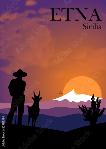Etna  goat  Travel Poster