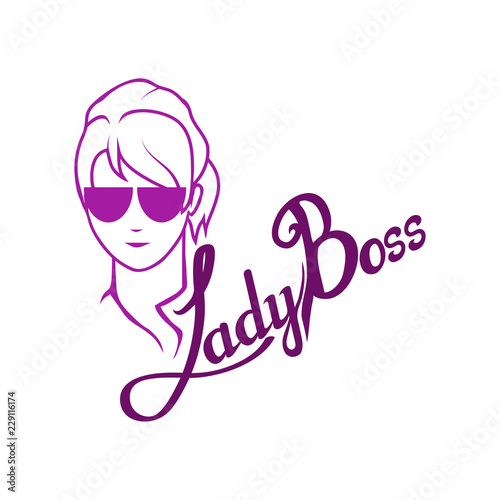 boss character, chief, boss icon for logotype, flyer, posters, card, label, badge, banner, girl boss, chief logo, hand drawn lettering, chief head, vector graphics to design