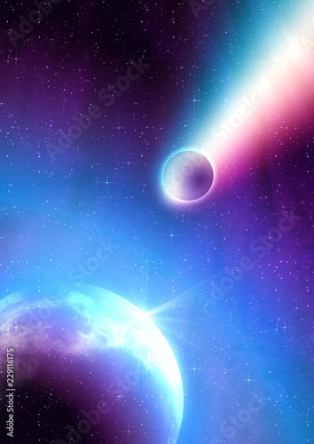 Fototapeta Naklejka Na Ścianę i Meble -  Purple planet in the space