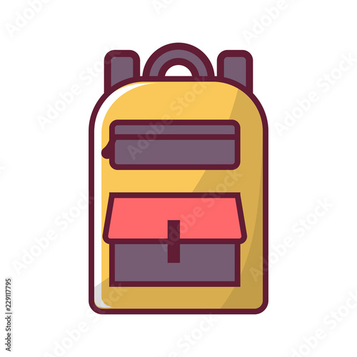 Vector cartoon flat backpack, sport suitcase background