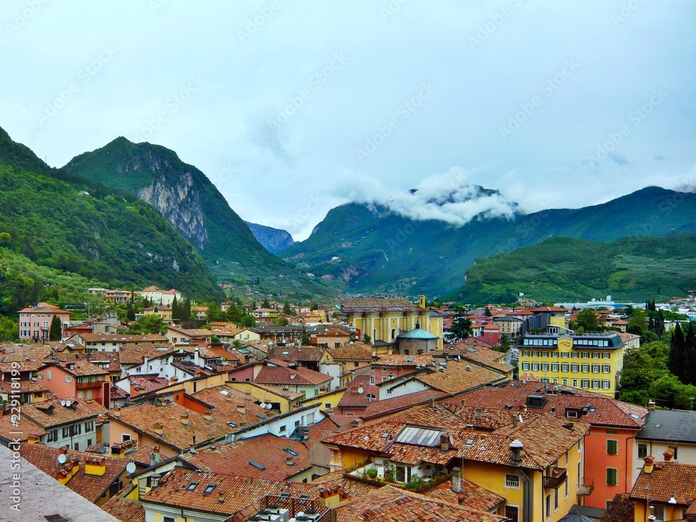 Italy-view from tower Apponale of the town on Riva del Garda