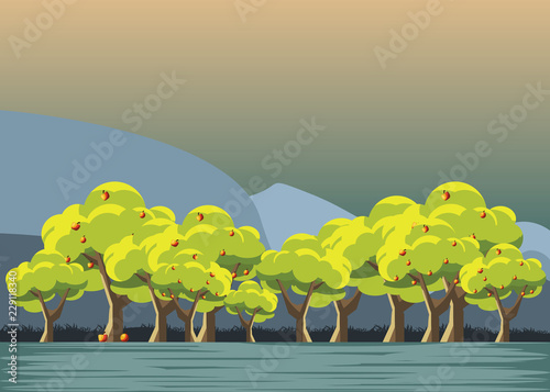 tree at riverside vector illustration 