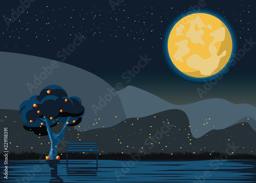tree at riverside vector illustration 