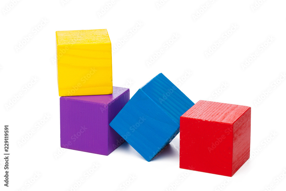 Wooden building blocks isolated on white background Wooden building blocks isolated on white background