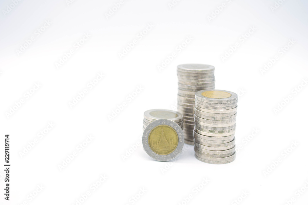 Thai coins isolated on white background. Thai coins isolated on white background.