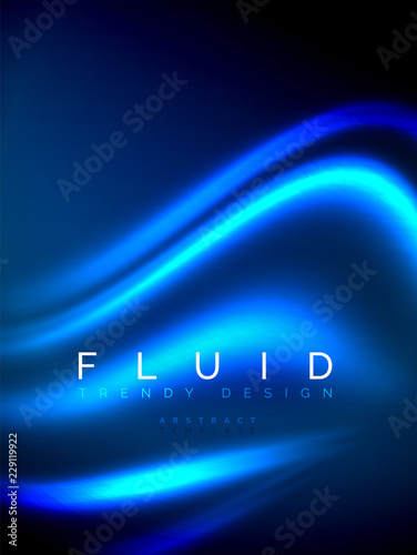 Neon glowing wave, magic energy and light motion background. Vector illustration
