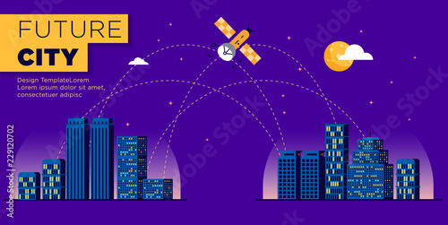 Flat Design Modern City Illustration Web Header