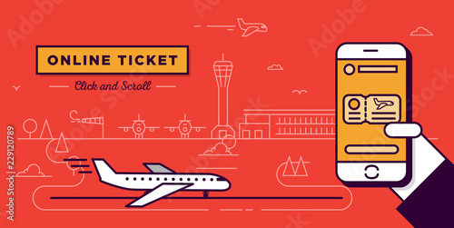 Modern Line Style Plane Ticket Web Header