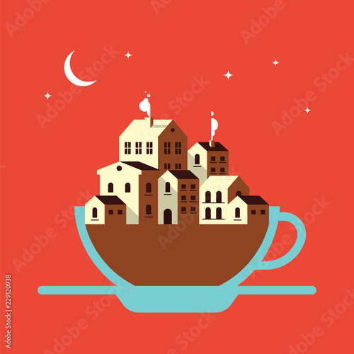 Flat City in Coffee Cup Design