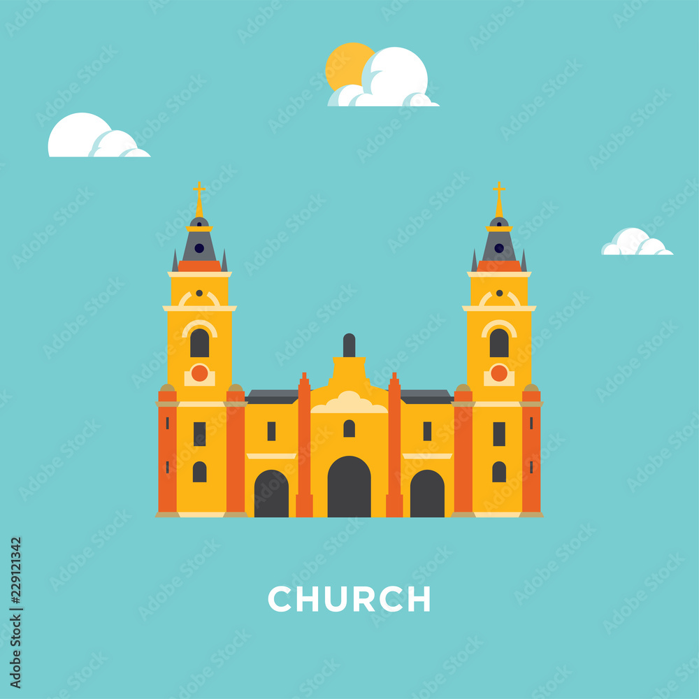 Flat Church Icon Design Flat Church Icon Design