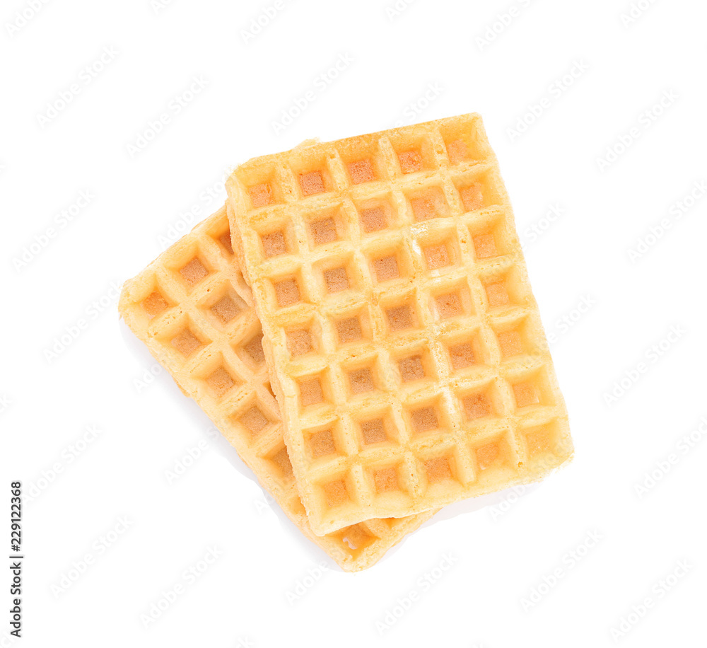 Delicious waffles on white background Delicious waffles on white background