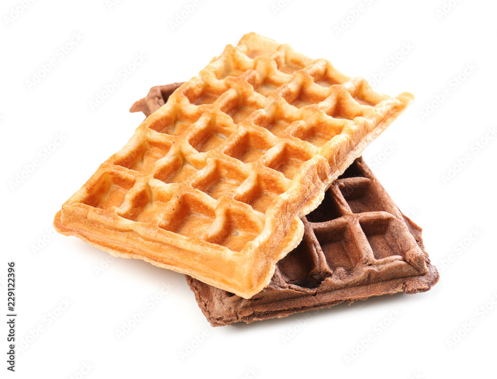 Delicious waffles on white background Delicious waffles on white background
