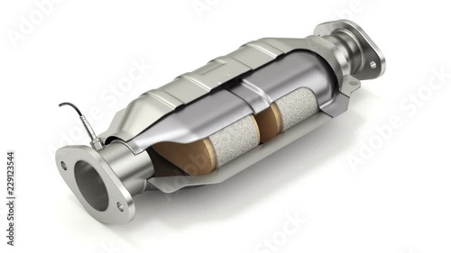 Cross section of catalytic converter animation
