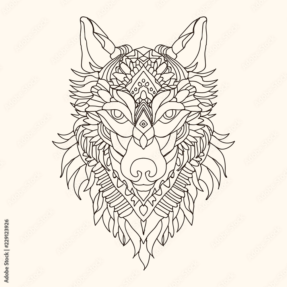 Graphic illustration of a chin wolf Preparing for a coloring page ...