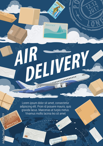 Post air mail delivery service, vector