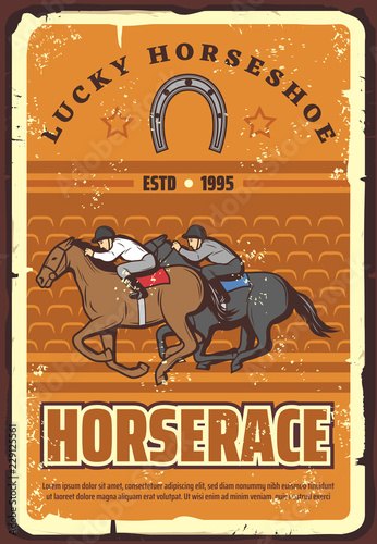 Horserace and equestrian sport, retro vector