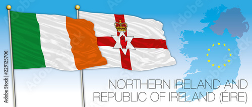 Eire and North Ireland flags, vector illustration, Europe