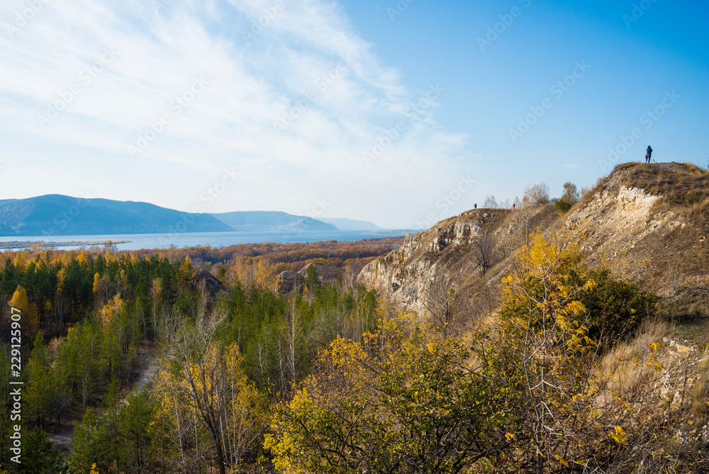 Fototapeta premium Tsarev kurgan. Attraction of the Samara region. On a Sunny autumn day